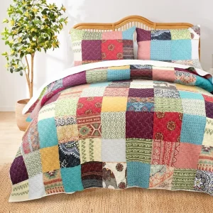 Unique Fabric Cotton Lined Blanket Set, 3-piece Set Full/large Size