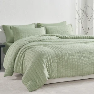 JELLYMONI Seersucker Comforter Set, 3 Pieces Fluffy Bedding, All Season Lightweight Bedding Sets with Comforter, Pillow Shams